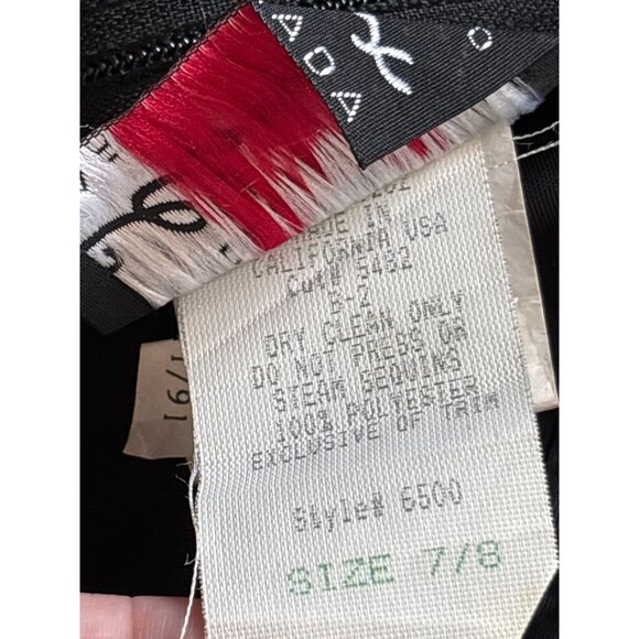 Vintage 80s Karen Okada Black Mini Dress Sequins V-Neck Size 7/8 Fit & Flare - Picture 8 of 9